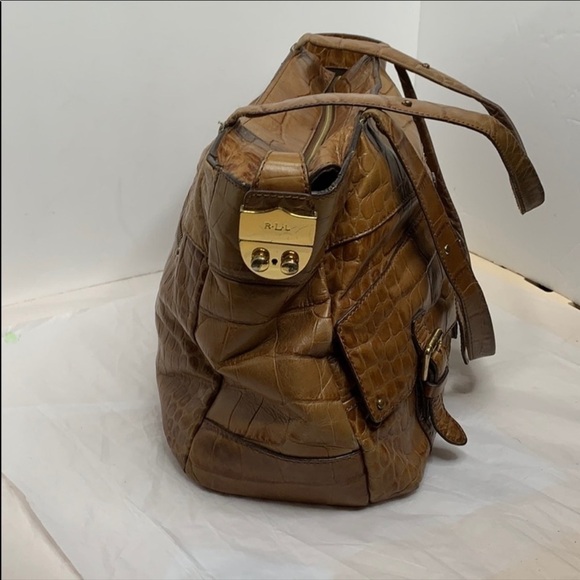 Ralph LAURN CROC EMBOSSED SATCHEL - Picture 2 of 10